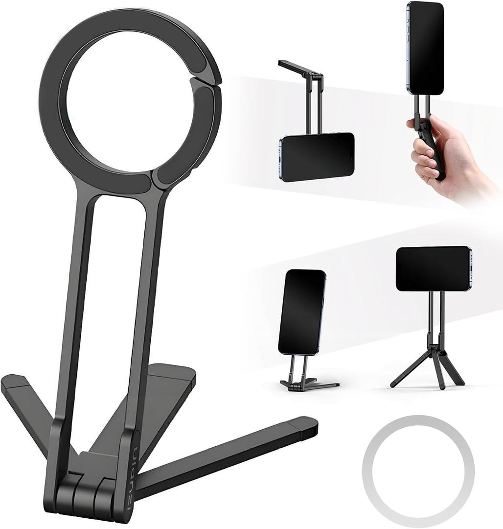 Magnetic Pocket Phone Tripod Stand,MA30 Mini Portable Cell Phone Holder with Strong Magnet, Aluminium Maglock Smartphone Quick Mount Compatible with iPhone 17 16 15 14 13 12 Series