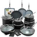 GreenPan 22 Piece Valencia Pro Ceramic Nonstick Cookware Set, PFAS-Free, Induction Ready, Hard Anodized Pots & Pans with Lids, Compatible on All Cooktops, Dishwasher & Oven Safe, Gray