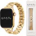 My Pretty Strap - Compatible Apple Watch Band Strap, Stainless Steel Fashion iWatch Replacement Strap- Easy Resizing, No Tool Needed, Fits Most Wrists- Series 1-11, SE and Ultra (Cleopatra Gold)