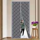 Magnetic Thermal Insulated Door Curtain Fits Door Size 36" x 82" Thicken Nylon Cotton Temporary Magnet Closure Thermal Door Cover Size W38 x L83 inch Weatherproof Windproof Soundproof, Grey