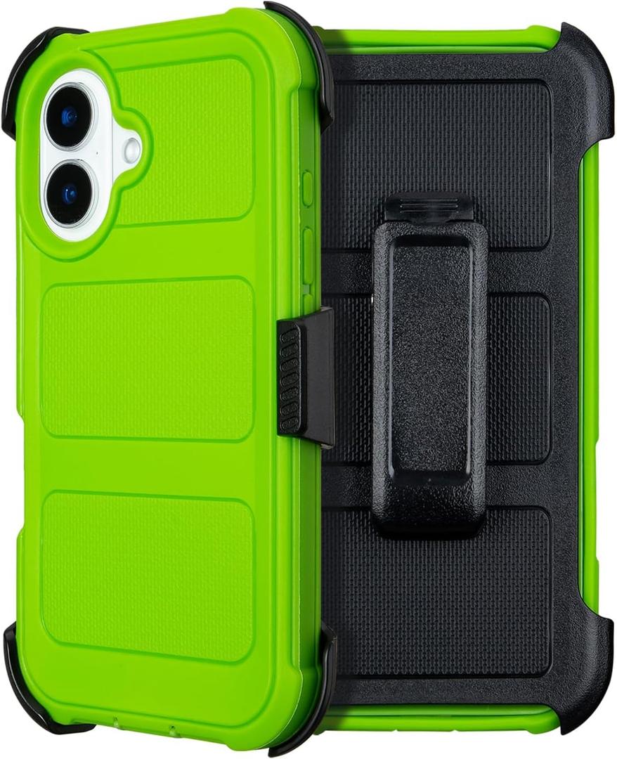Saiboro for Defender Phone Case iPhone 16 Case with Belt Clip,for Shockproof iPhone16 Rugged,2 Layers of Sturdy for PhoneCase Heavy Duty,Military-Grade for iPhone 16 Phone Case Green