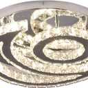 CLAIRDAI 15.7" Moon LED Crystal Semi-Flush Chandelier, 3-Color