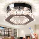 Dimmable Crystal Chandelier Mini LED Flush Mount Ceiling Light Fixture Modern Chandelier Lighting Lamp for Bedrooms Hallway Living Room Dining Room Kitchen Bar