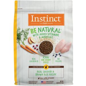 Instinct Be Natural, Natural Dry Dog Food, Raw Coated Kibble - Real Chicken & Brown Rice, 25 lb. Bag (25 Pound (Pack of 1))
