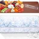 Baderke 1 Set 16" x 9" Chilled Serving Tray for Parties with Compartments, Ice Chilled Party Crudite Platter, Charcuterie Serving Board, Cold Dish Dip Tableware for Seafood Vegetable (Dark Wood)