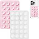 4 x JingJinYY 2 Pack Silicone Suction Phone Case Mount, Non Slip Sticky Phone Grip for Cellphone, Silicon Adhesive Suction Cup Phone Mount, Strong Grip Holder for Selfies & Videos (LightPink&Translucent)