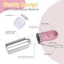 Portable Dog Water Bottle with Food Container, 14 OZ, Stainless Steel Leak Proof Puppy Water Dispenser with Drinking Feeder for Pets Travel, Walking, Hiking and Outdoor Activities