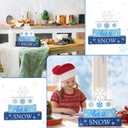 Suzile 4 Pcs Winter Table Decorations Snowflake Tabletop Decor Wooden Winter Tiered Tray Let It Snow Table Topper Centerpiece Tiered Tray for Wonderland Farmhouse Blue Christmas Decorations