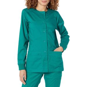 Women's Scrub Snap Jacket, Teal Green, Medium