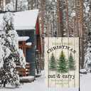 Farm Fresh Christmas Tree Garden Flag 12x18 Inch Double Sided Outside, Rustic Farmhouse Xmas Winter Holiday Outdoor Seasonal Yard Porch Decoration (Green)