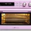 Retro Style Infrared Heating Air Fryer Toaster Oven, Extra Large Countertop Convection Oven 10-in-1 Combo, 6-Slice Toast, Enamel Baking Pan Easy Clean with Recipe Book, Classic Pink Color