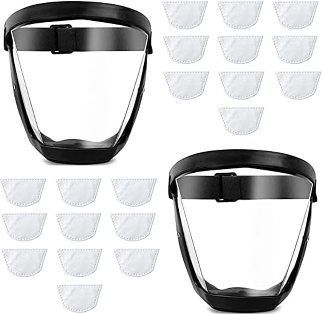 2pcs Full Face Shield for Yard Work & Woodworking, Wide View Clear Visor with Anti-Fog Coating, Breathable Bottom Design, Adjustable Headband