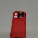 SSLOTSCASE for iPhone 17 Pro Case with Credit Card Holder & Stand & Slide Lens Cover & Kickstand, Stylish Sturdy TPU Soft Silicone Edge Protective Phone Case Cover for iPhone 17 Pro 6.3'' 2025, Red