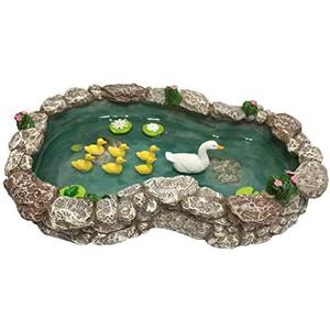 GlitZGlam Duck Pond -Mother and Ducklings! A Miniature Duck Pond for a Miniature Fairy Garden and Miniature Garden Accessories