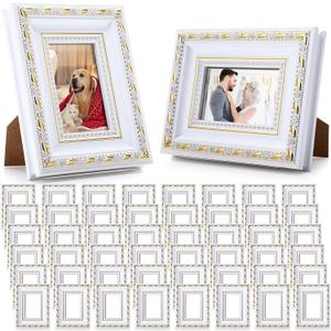 12 Pcs 2 x 3 Inch White Small Picture Frames Bulk Mini Vintage Antique Ornate Retro Baroque Photo Frames with Backboard for Wall Hanging Tabletop Home Decor Wedding Christmas Display White, 12