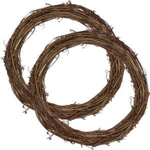 2PCS DIY Grapevine Wreath Ring 14 Inch, Natural Rustic Wreath Form for Christmas Crafts and Seasonal Front Door Decor
