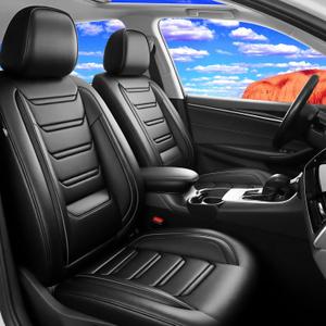 Fit Mazda 6 Car Seat Covers for Select Mazda 6 2007-2021, Premium Full Coverage Leather, Airbag Compatible, Luxury Waterproof All Weather Breathable Seat Cushion Protector, Full Set, Black