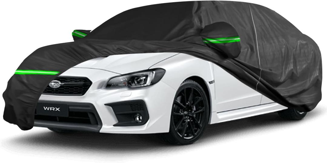 Waterproof Car Cover for Subaru WRX 2012-2025,210D All Weather Car Covers with Zipper Door,Windproof Bands for Sun UV Snow Rain Dust Hail Protection
