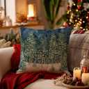 Rustic Christmas Forest Pillow Covers 18x18, Farmhouse Christmas Decor, Xmas Winter Snowflake Forest Decorative Throw Pillow Covers for Home Bedroom Living Room