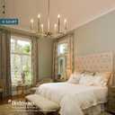 Gold Chandelier Light Fixture 6-Light Candle Dining Room Chandelier Lighting Over Table Vintage Brass Metal Chandeliers for Bedroom Kitchen Island Foyer Entryway, 26in