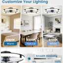 VOLISUN Low Profile Ceiling Fans with Lights and Remote, 23.6in Flush Mount Ceiling Fans with Light, 3000K-6500K Dimmable Fandelier Ceiling Fan, Black Bladeless Ceiling Fan for Bedroom