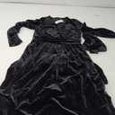 OUGES Women's Long/Short Sleeve V-Neck Wrap Waist Maxi Dress M Black