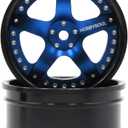 hobbysoul 2pcs RC 1/10 Aluminum Alloy Wheel Rims Hex 12mm Adjustable Offset Black & Blue Color Fit 1:10 RC On Road Drift Touring Car Tires
