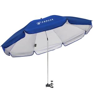 AMMSUN XL Chair Umbrella with Universal Clamp Adjustable 52 inches and 360-degree Swivel UPF 50+, Portable Clamp on Camping or Beach Chair, Stroller, Wheelchair, Golf cart, Blue, Large-sized