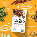 TAZO Organic Chai Black Tea Bags, Blend of Black Teas, Ginger, Cinnamon, Black Pepper & Cardamom, 96 Total Tea Bags (16ct - Pack of 6) (EXP 06/01/28)