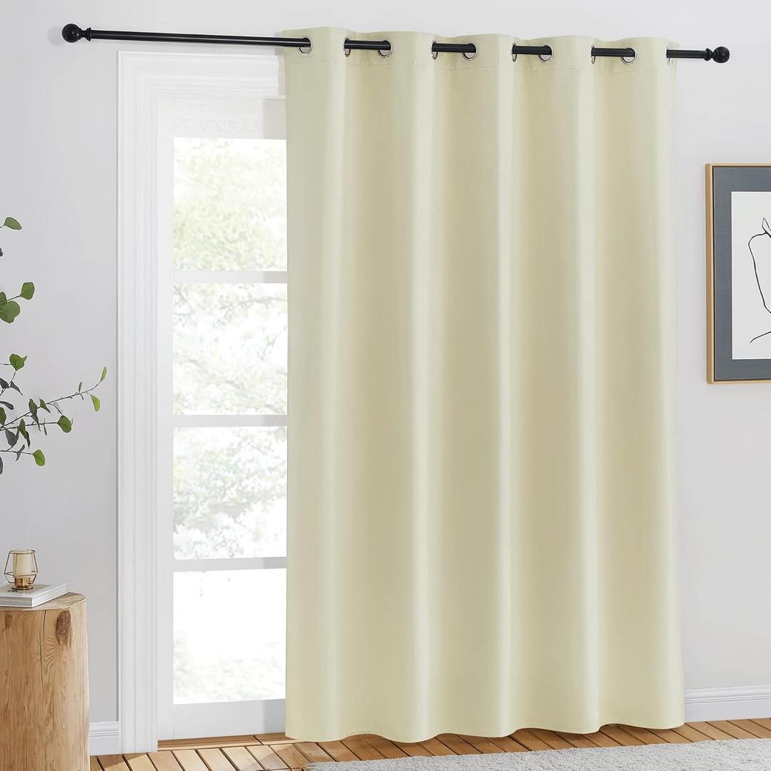 NICETOWN Room Darkening Beige Curtain 84 inch Length - Grommet Solid Thermal Insulated Doorway Drape Blackout Curtain Sound Reducing for Bedroom/Living Room (1 Panel, W66 X L84)