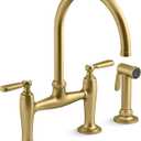 Kohler K28356-2MB Edalyn by Studio McGee 1.5 GPM Widespread Bridge Kitchen Faucet - Includes Side Spray Vibrant Brushed Moderne Brass
