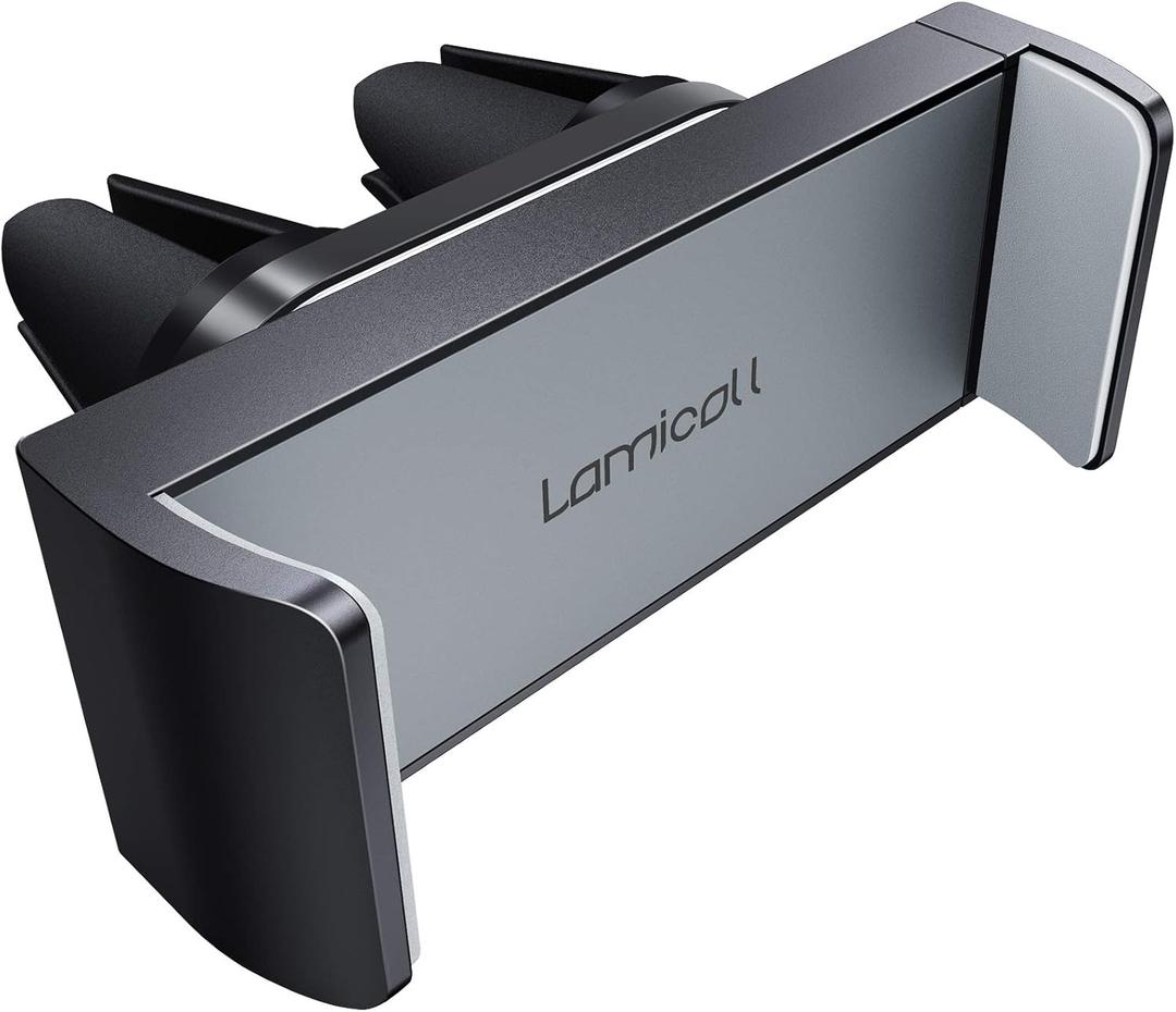 Lamicall Car Cell Phone Mount, Air Vent Clip Holder, Universal Stand Hands Free Cradle Compatible with Phone 12 Mini 11 Pro Xs Xs Max Xr X 8 7 6 6s Plus SE and Other 4.7-6.5'' Smartphones - Gray (NEW Upgraded - Gray)