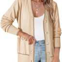 Dokotoo Short Cardigans for Women Color Blocked 2026 Spring Fashion Button Down Sweaters Winter Coats with Pockets (S)