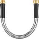 Short Metal Garden Hose 1 ft Connector, Stainless Steel Small Hose Extension Adapter for Hose Reel, Long, Flexible, Lightweight & Heavy Duty Water Pipe, No Kinking Outdoor Water Hose for Yard, 1 Foot