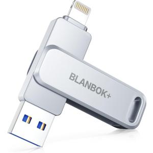 MFi Certified 256GB Flash Drive for iPhone Photo Stick, USB Memory Stick High Speed iPhone Flash Drive, External Memory Storage USB Stick Thumb Drive for iPhone/iPad/Android/PC (Metallic Silver)