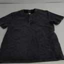 Beotyshow Mens Distressed Henley Shirts Short Sleeve Button T-Shirt Slim Fit Cotton Casual Shirt (Medium, 1-black)