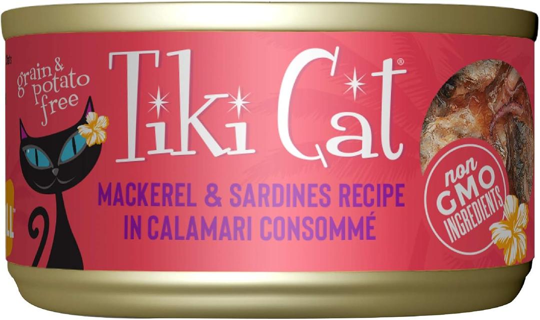Tiki Cat Grill Wet Cat Food, Mackerel & Sardines, 2.8 oz. Cans (12 Count)