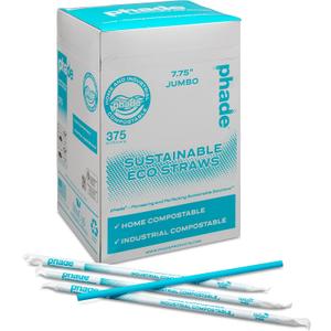 phade Eco-Friendly 7.75" 375 Count Jumbo Drinking Straws - Sustainable Marine Biodegradable Compostable Individually Wrapped, 10 Pack phade Eco-Friendly 7.75" 375 Count Jumbo Drinking Straws - Sustainable Marine Biodegradable Compostable Individually Wrapped, 10 Pack