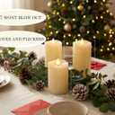 Flameless Pillar Candles Flickering with Remote Timer, Battery Operated LED Candles Up to 400 Hours, 3D Moving Flame Real Wax Candles. (Ivory Melted Top)