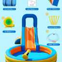 Inflatable Water Slide for Kids – 5-in-1 Blow Up Bounce House with Long Slide, Climbing Wall, Splash Pool, Water Cannon, Spray Water Spout – Backyard Toddler Water Park with 370W Blower & Storage Bag