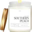 Peach Scented Candles for Home, 9oz Natural Soy Wax Aromatherapy Organic Peach Candle for Stress Relief, Long Burning & Lasting Jar Candle Gifts for Halloween, Birthday, Christmas, Thanksgiving