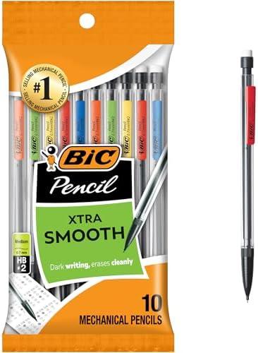 BIC Xtra-Smooth Mechanical Pencils with Erasers, Medium Point (0.7mm), 10-Count Pack, Bulk Mechanical Pencils for School or Office Supplies,Pack of 12
