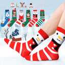 Women Christmas Socks Funny Crew Sock for Female Colorful Novelty Patterned Xmas Socks 6 Pack US 6-11