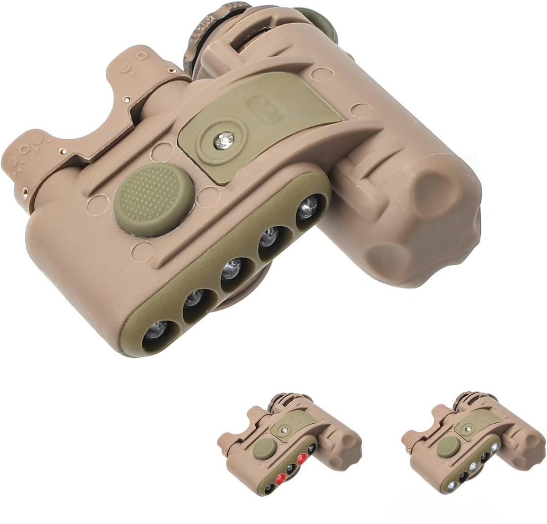 Tactical Helmet Light with Red Light + White Task Lamp + IR Strobe Beacon, 5 LED Beads Survival Signal Light with Helmet Light Mount for ARC/MICH Helmet/Guide Rail/Hat (Tan)