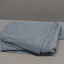 KOUFALL Stone Blue Linen Blackout Curtains 92 Inches Long for Bedroom Living Room (52"W x 92"L (Pack of 2))