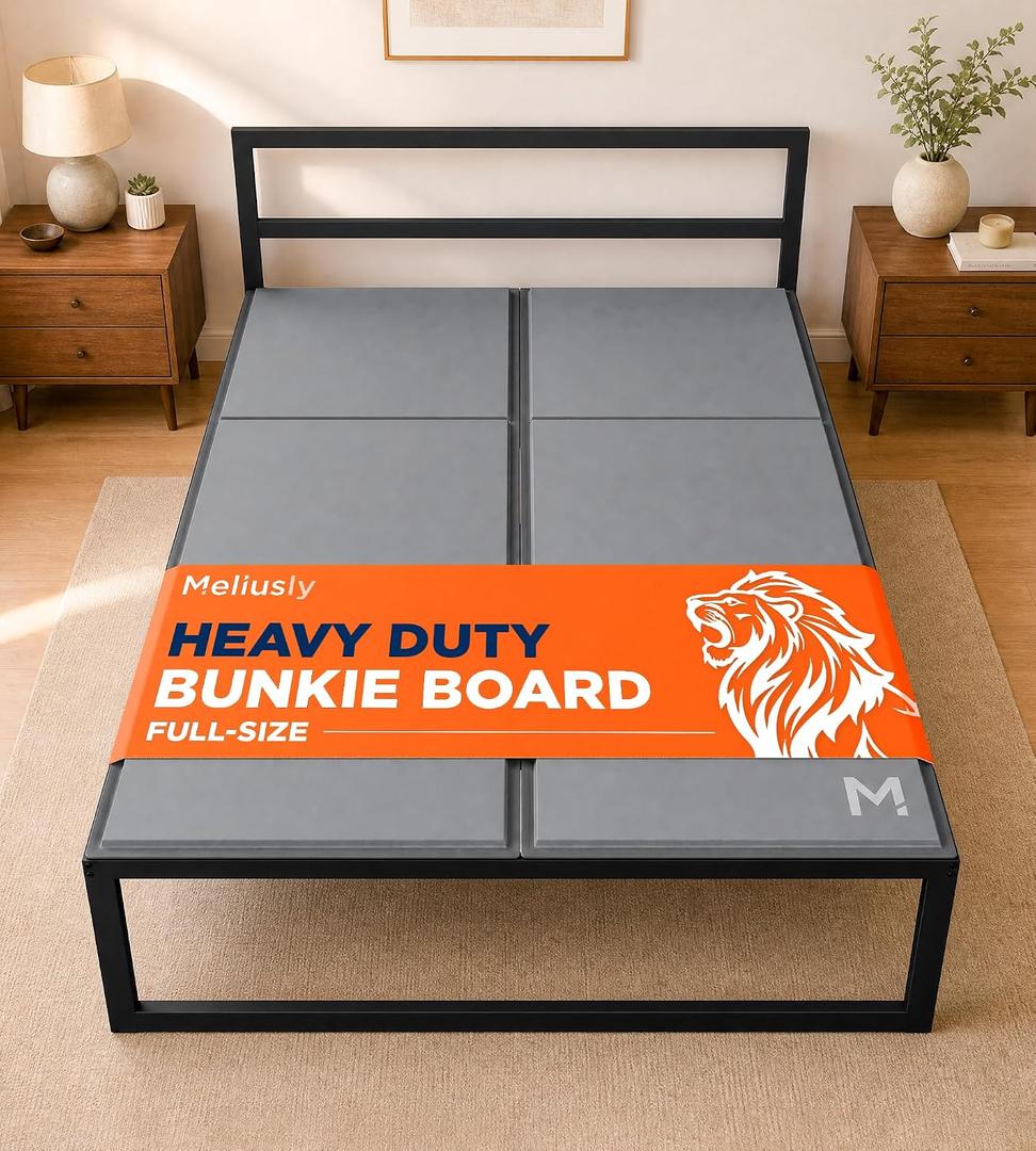 Meliusly Heavy Duty Bunkie Board Full Size (54x75) - Under Bed Support | Non-Slip Breathable Support – Ultra-Low 0.4" Profile, Noise-Free, Silicone Grip, Anti-Sag Slat Foundation, Moisture Resistant
