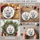 5 x Highland Cow Ornament - Farmhouse Christmas Ornaments - Double-Sided Printed Ceramic Ornament for Christmas Tree Decoration