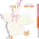Pasimy One Silly Goose Piata with Blindfold and Stick Funny Piata Bundle for Girls Pink Silly Goose Theme Birthday Baby Shower Halloween Party Decorations Game Supplies, 12.20 x 14.80 Inch