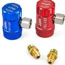 OMT R1234yf Quick Coupler, Quick Connect R1234yf Adapters & AC Hose Fitting Connectors, HP LP R1234yf Couplers for Air Conditioning Evacuation and Recharging, 1/4" Flares, Set of 2