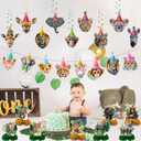 Safari Animals Party Decorations Jungle Birthday Party Decor Supplies Includes Happy Birthday Banner Animals Hanging Swirls Zoo Animals Honeycomb Centerpiece Fox Birthday Party Supplies
